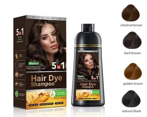 Hair Dye Shampoo 5 in 1 for Hair, Instant Brown Hair Color Shampoo for Men & Women