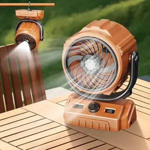 Camping Fan-270°Automatic Oscillating Head and 300°Manual Flip, Desktop Fan with 100 Speed Adjustable, 6000mAh Battery with 24 Hours Range, LED Light,Turbo Boosted Rapid Cooling