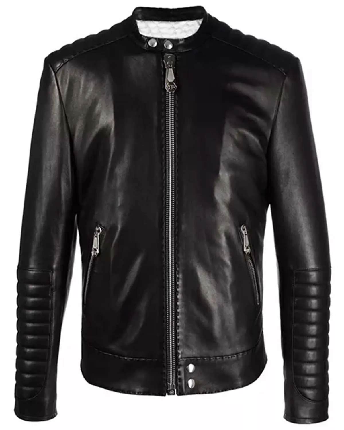 MotorCycleJackets Black Quilted Leather Jacket Cafe Racer