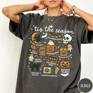 Spooky Season Halloween T-Shirt – Cute Retro Fall Graphic Tee, Tee Printed, Streetwear Tops, Classic Fit