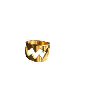 Non-Natural Crystal Pumpkin Shape Fashion Ring - Stainless Steel Stackable Cutout Jewelry, Halloween Party & Everyday Accessory, Sizes 6-8, Pumpkin Shape Rings