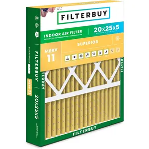 Filterbuy 20x25x5 Air Filter (1-Pack), Pleated MERV 11 Allergen Defense HVAC AC Furnace Air Filters for Honeywell FC100A1037, Lennox X6673, Carrier, and More