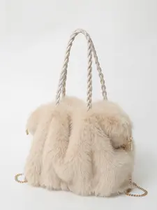 Women's Elegant Braid Design Tote Bag, Trendy Fuzzy Handbag, Fashionable Large Capacity Shoulder Bag for Daily Use, Fashionable Purse Handbag, Elegant Bags