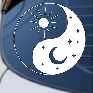 Celestial Moon Stars Sun Decal Car Mirror Sticker, Mirror, Window Decorative Sticker, Vinyl Decal, Car Accessories