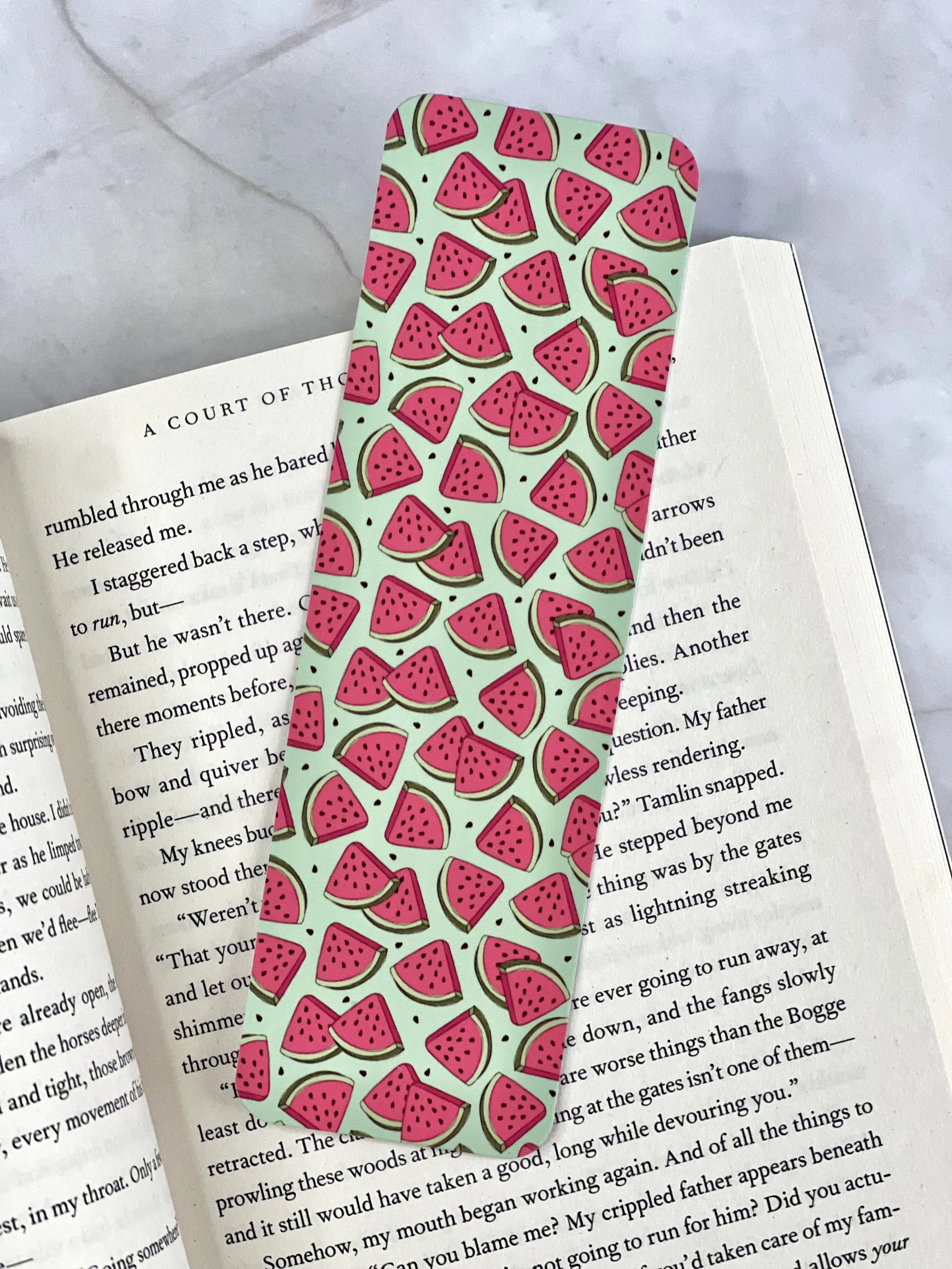 Watermelon Laminated Bookmark for Book Lovers, Aesthetic, Bookish Merch, Fruit Bookmark, Double-Sided, Durable