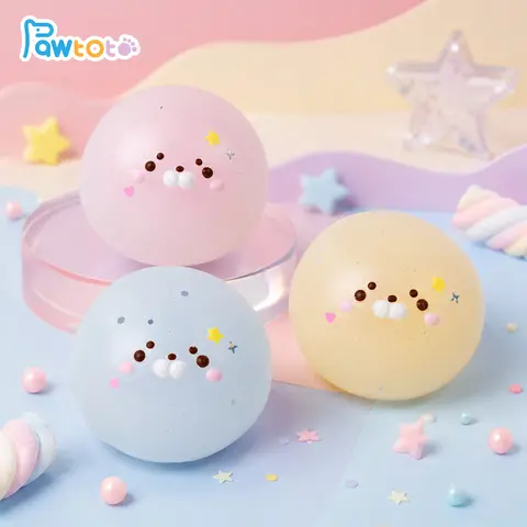 Seal-Dumpling Cute Unisex Silicone Squishy Toy - Handmade 90g Food-Grade Pawtoto Fidget Toy, Soft Clay Texture, Quick Rebound Tactile Pad, Decompression Squeeze Ball, Sensory Stress Reliever for 12+ Years Above, Calms Fidgeting