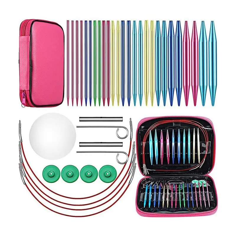26 Pieces Aluminum Interchangeable Circular Knitting Needle Set,13 Size Interchangeable Crochet Needles for Knitting, 10.0 Mm, 2.75 Mm, 4.0 Mm