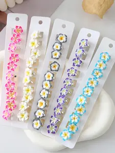 50pcs Women's Gradient Color Flower Mini Hair Clips, Casual Simple New Style Hair Accessories for Styling & Decoration
