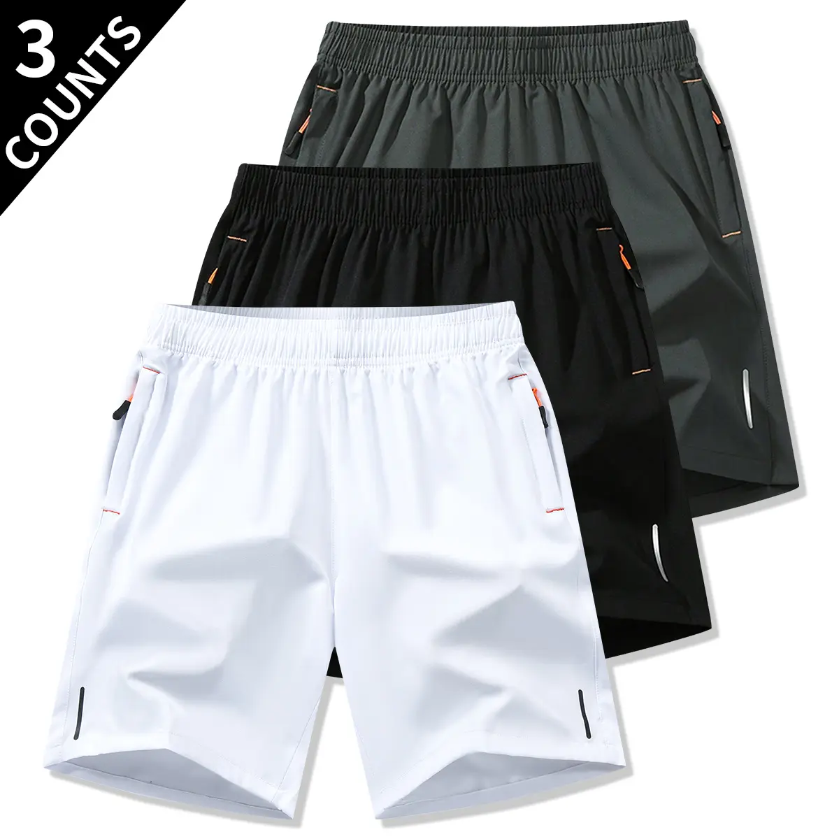 3Pcs-White + Black + Gray