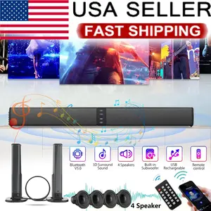 Split Soundbar, 20W Panoramic Surround Sound Stereo Speaker with 4 Subwoofer Ducts, Home Theater Wireless Living Room Sound Barrage