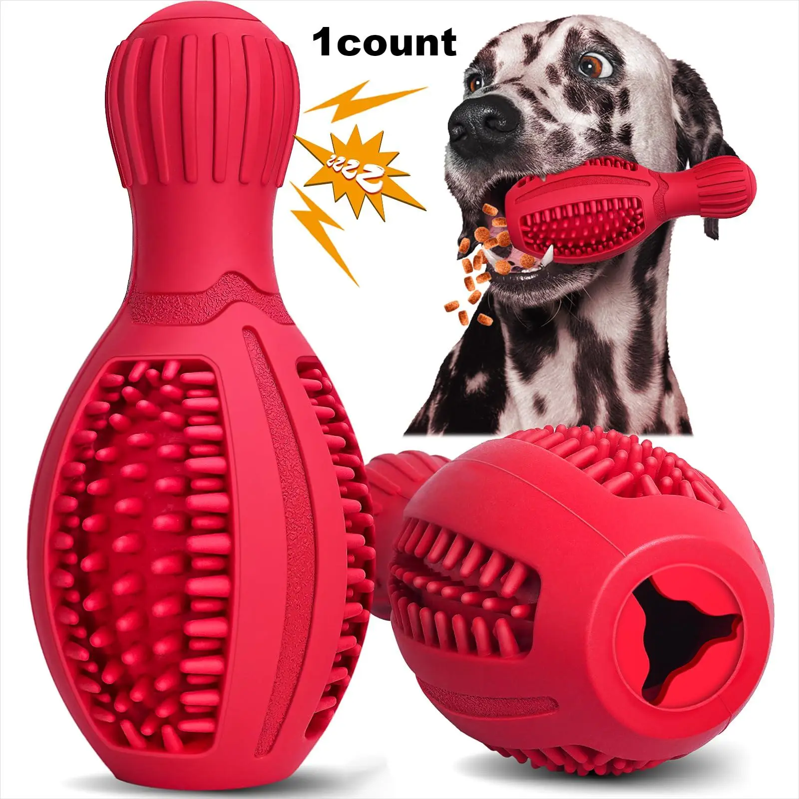 Dog Chew Toy, Durable Rubber Dog Teeth Cleaning Toy, Interactive Squeaky Toy for Small/medium/large Dogs, Pet Supplies