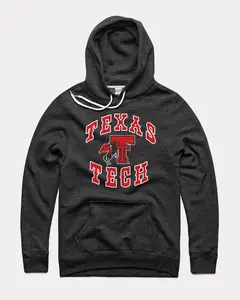Retro Texas Tech Double T Monogram Hoodie - College Sports Fan Apparel, Cool Game Day Outfit, Gifts for All, for Fans, Trending Us Streetwear, Viral on Tiktok Long Sleeve