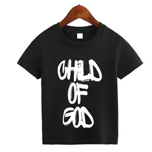 "CHILD OF GOD" Fun slogan T-shirt, 100% cotton round-neck short-sleeved shirt, soft and comfortable T-shirt for 2-10Y boys, suitable for school, indoor and outdoor wear, as a gift