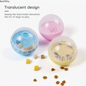 Interactive Dog Treat Dispensing Puzzle Toy Transparent Rolling Ball Slow Feeder Promotes Brain Stimulation Dental Health Non Leak Design Relieve Boredom Keep Dogs Active