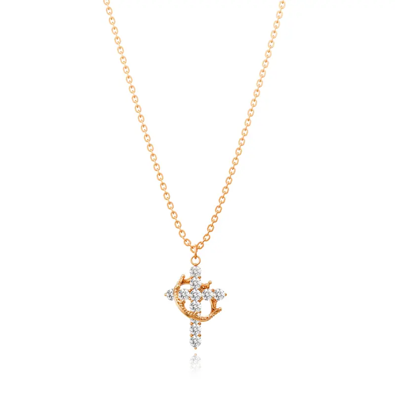 KOPERIN Simple Crown & Cross Pendant Choker Necklace for Women & Men & Girls Pretty Crown Cross Necklace For Daily Clothing Decor Trendy All-match & Exquisite Jewellery Charms Gifts for Fashion