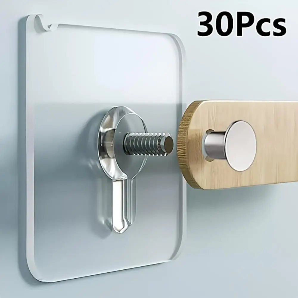 30pcs No-Drill Self-Adhesive Traceless Picture Hangers - Strong Hold Hooks for Photos, Posters, Frames on Walls Organiser Hangable