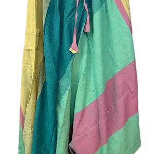 Cotton Block Color Harem Pants in Multicolored Design