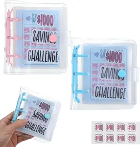 Mini Money Saving Binder Save $1000 Envelopes Money Saving Challenge Book Portable with Sticker Feature for Financial Tracking
