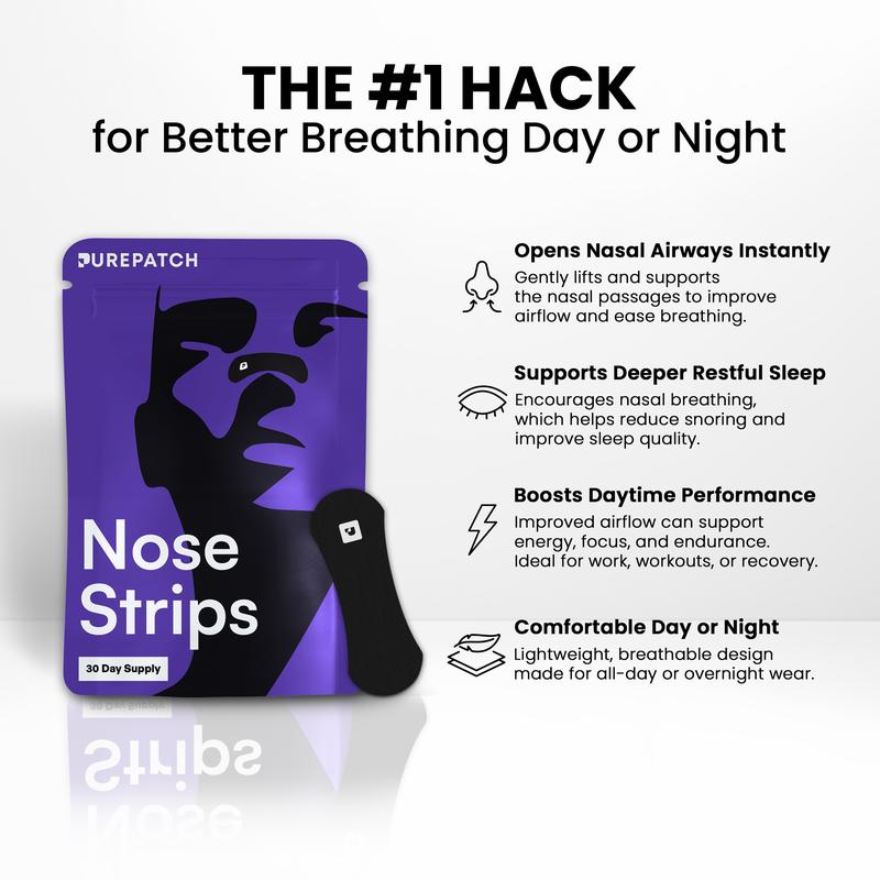 Pure Patch Nose Strips - Breathe Easier, Relieve Congestion & Boost Performance