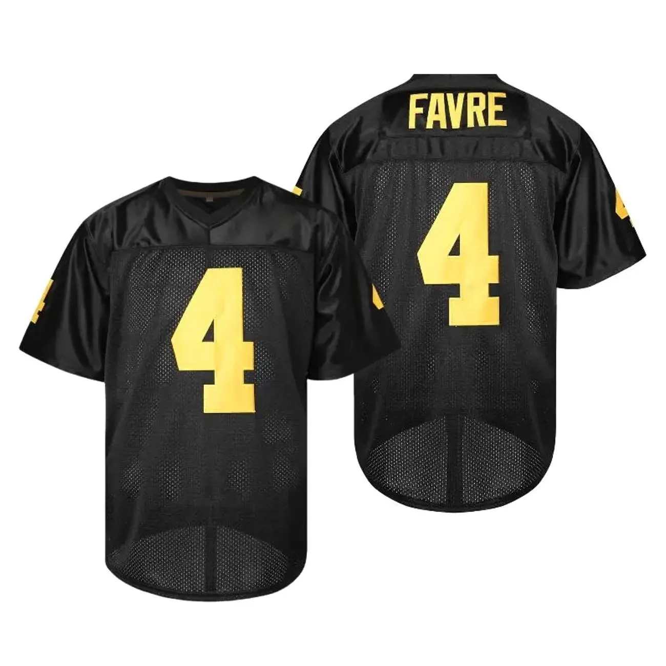Green Black Men's Football Jersey #4 Favre Game Day Shirt - Stitched Fan Apparel, Rare Retro Gridiron Gear Q