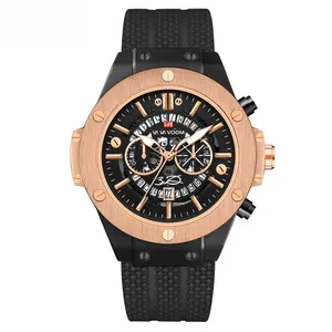 Men's Fashionable Trendy Business Casual Hollow Calendar Waterproof Silicone Watch with Quartz Movement and Mineral Reinforced Glass Mirror
