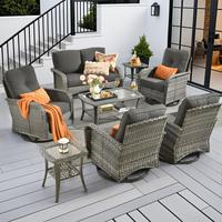 Black 8 PCS Outdoor Patio Sofa Set