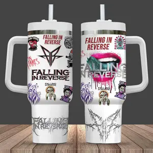 White Falling In Reverse Music Band Cup 40 oz Tumbler With Handle