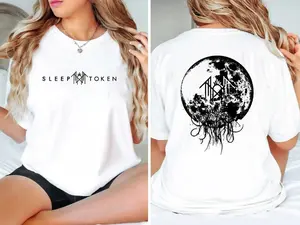 Pink Sleep Token T-Shirt , Full Moon Grunge Print , Dark Roots Design , Minimal Alt Vibe , For Witchy Souls , Unisex Fit Top Cotton