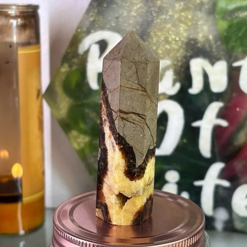 Septarian Dragon Stone Tower Polished Septarian Crystal Obelisk for Grounding Protection Witchy Altar Decor Natural Healing Crystal
