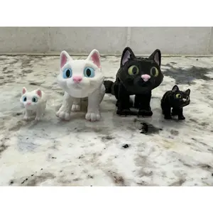 Articulated House Cat 3D Fidget Toy and Keychain Mini and Little Sizes - White Cat and Black Cat with Glow in the Dark Eyes