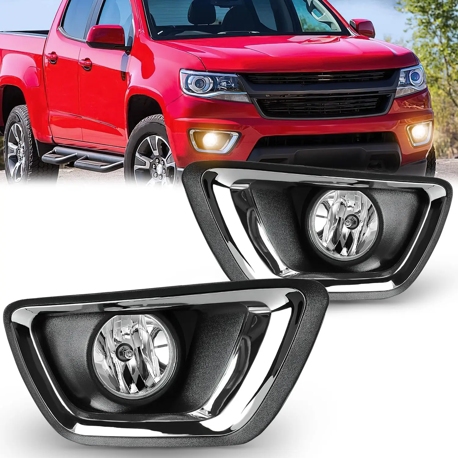 Nilight Pair of H10/5202 Red Performance Car Fog Light Assemblies for 2015-2020 Chevy Colorado Trucks, OEM-Grade Plug & Play, UV-Resistant, Weatherproof, High-Penetration, Factory-Look Car Accessories, Warm, Boosts Night Driving Visibility, Replacement, P