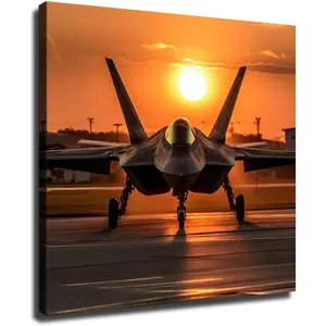 Military F-22 Raptor Fighter Jet Aircraft 2 Poster HD Canvas Printing Wall Art Decor Aesthetics For Living Room Bedroom kitchen bar Background Decor (16x16inch-Farmed)