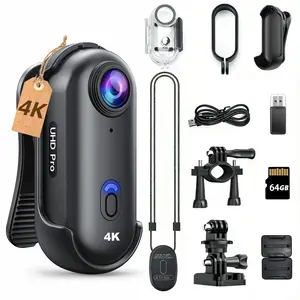 4K Action Camera Thumb Tiny Magnetic Hands-Free Wearable Helmet Cam POV Body Cam 64GB 360° Clip 120° Wide-Angle 90Min Waterproof Sport Cam for Cycling Motorcycle Vlogging Pets Mini Portable Mount Anywhere Spring Clip Gift for Boys Girls TikTok Creator