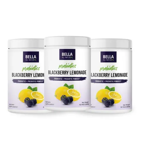 3 Pack Bella All Natural Probiotics Blackberry Lemonade for Daily Use