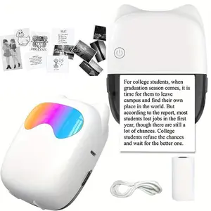 Portable Mini Thermal Photo Printer, 1 Set USB Rechargeable Wireless Photo Printer with Paper, Office Stationery & Supplies for Home School Office
