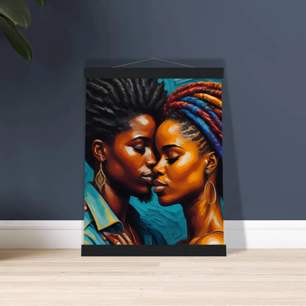 Power of Two Black Nonbinary Queer Art Gift LGBTQIA Couple Pride Genderqueer Pop Art Wall Dorm Decor Canvas Print Transgender with Hanger Poster Artistic Decoration Valentine's Day