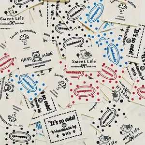 30PCS Pcs Cute Handmade Labels with Polka Dot, Handmade Sewing Labels, DIY Sewing Crafts, DIY Tags Sew on Clothing, Fabric Labels for DIY Crocheting Crafts (Mixed Labels)
