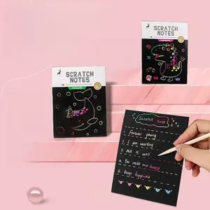 Fun Scratch Art Drawing Book, Multicolor Graffiti Scratch Paper, Thick Portable DIY Sketchbook, Creative Handmade Craft Paper