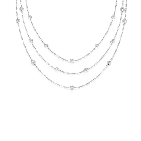 Ettika Crystal Dotted Layered Necklace - 18k Gold Plated Brass Cubic Zirconia Women's Jewelry with 3" Extender and Lobster Clasp Iced Out Chains