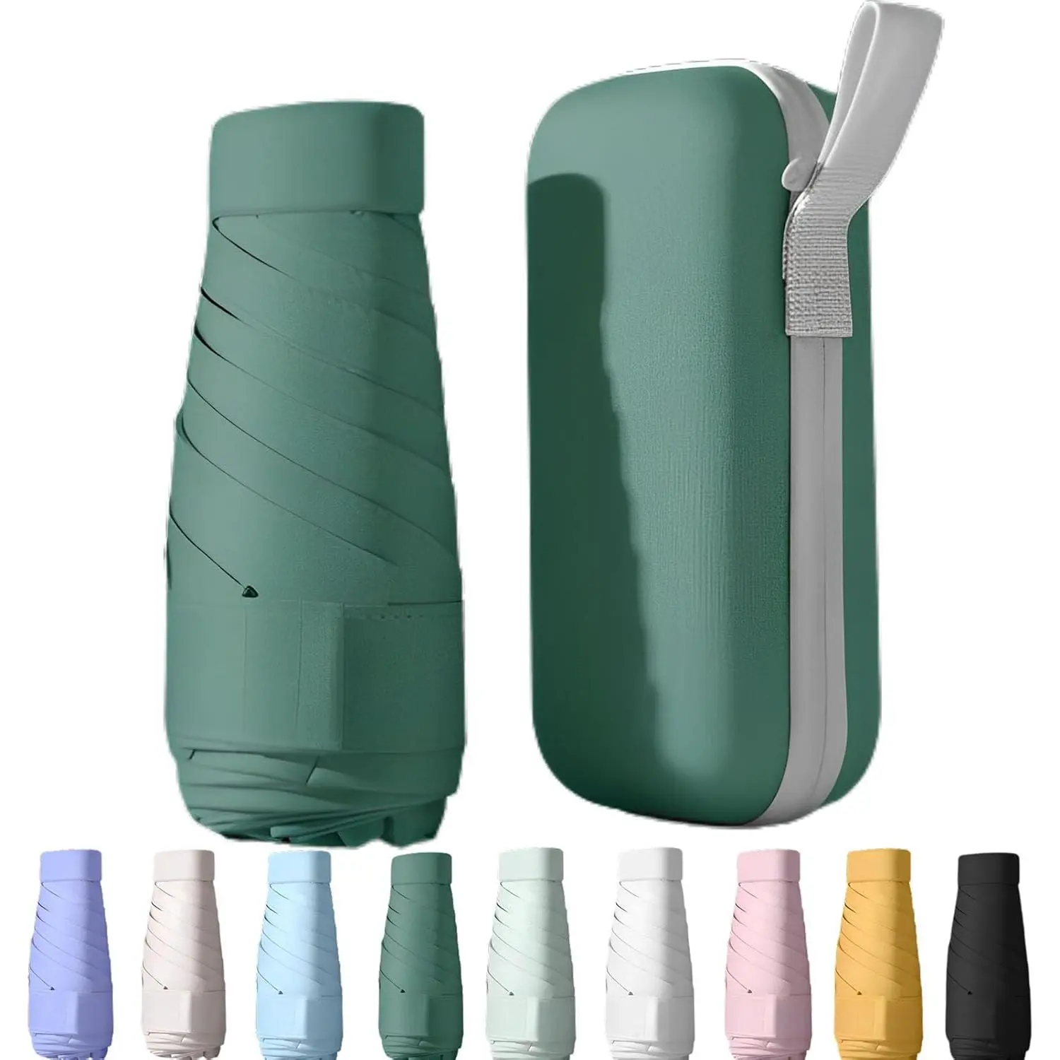 UPF50+ Mini Travel Sun Umbrella for Purse With Case,Small Compact UV Umbrella Protection Sun,Lightweight Portable Parasol Windproof for Women Men Kids