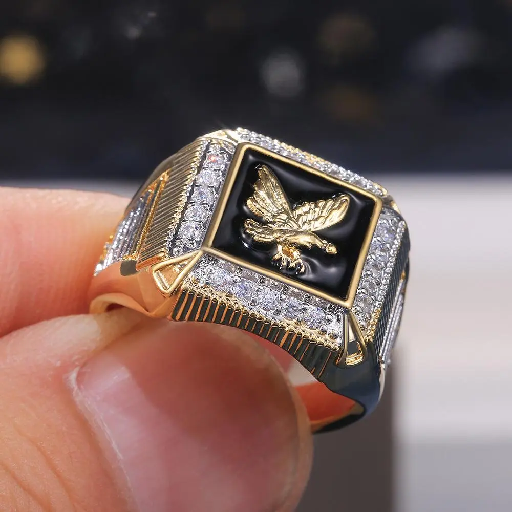 Men's Vintage Eagle Zircon Ring - Vintage Inspired European-American Light Luxury High-End Daily Fashion Costume Jewelry Accessory, Vintage Inspired Ring, Rings