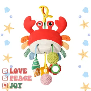 Baby Bed Bell Plush Toy, Cute, Sensory, Suitable for Crib Rail, Stroller Handle, Car Seat, Baby Travel Sitting Interactive Play, 0+ Months, Holiday Gift