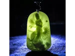 Green Hetian Jade Pendant Handcarved Guanyin Lotus Jade Pendants for Men Women Necklaces Jadeite Jade Necklace(Add Certificate)