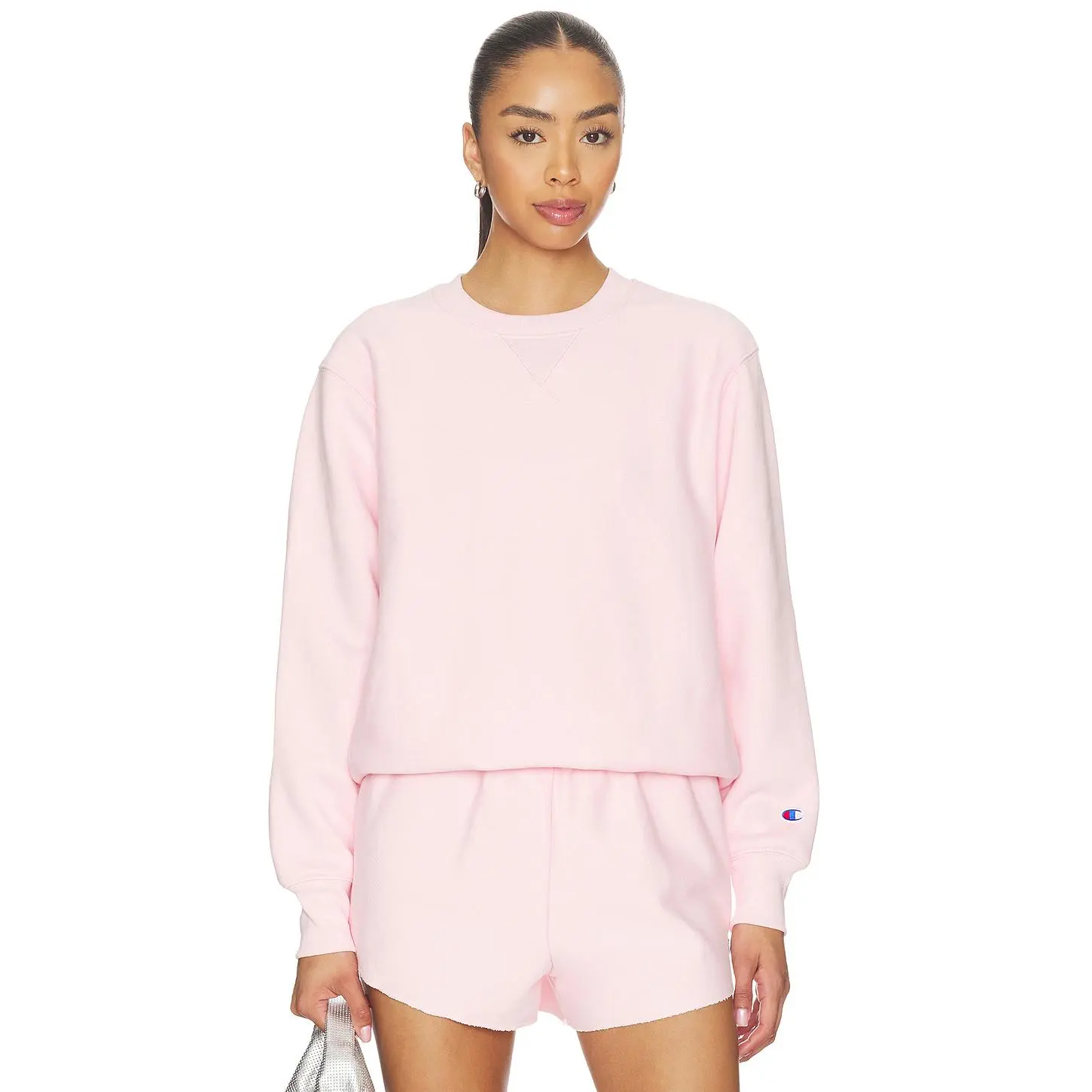 Champion Reverse Weave Crewneck Sweater in Rose Shadow