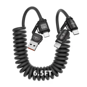 Kedeso 4-in-1 Charging Cable, 240W Fast Charge, Liquid Silicone USB-C/Lightning Cable for Multi-Port Chargers, iPhone, Samsung & Laptop