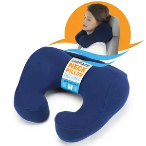 Award-Winning Chiropractic Neck Pillow Ergonomic Supportive Orthopedic for Sleeping Travel Blue Flax Seed Filled