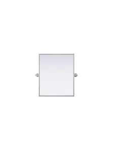 212 MAIN Amoura MR6H2024SIL 20x24 in. Iron Metal Pivot Hanging Bathroom Mirror, Silver Decorative Home Fixture for Kitchen & Bath