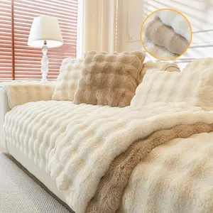 Pluffy Sofa Cover 1 Count Couch Cover 3-4 Seats Pet Friendly Machine Washable Slipcover, Anti-Slip Sofa Protector Mats,  Dustproof Ultra-Soft Sofa Slipcover for Living room, Bedroom, Hotel, Home Decor, Gift Ideas