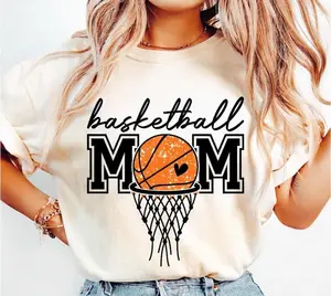 Basketball Mom Tee, Basketball Game Day Tshirt, Retro Basketball Glitter Shirt