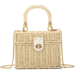 Handwoven Rattan Bag for Women Woven Straw Square Crossbody Bag  Basket Purse Beach Tote Bag